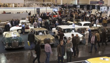 Mercedes Benz classic cars are on display at Techno Classica, the trade fair for vintage, classic