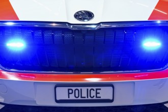 Police car electric blue light