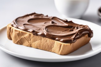 Toast bread with chocolate spread. KI generiert, generiert, AI generated