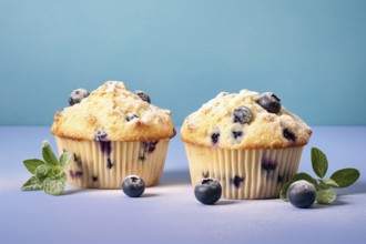 Blueberry muffins. KI generiert, generiert, AI generated