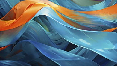 Background of softly flowing ribbons with color weaves intricately throughout the backdrop, AI