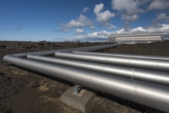 Pipelines, Suðurnes power plant, Gunnuhver, Reykjanes Peninsula, Iceland, Europe