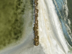 Salt marshes near Sanlúcar de Barrameda. Aerial view. Drone shot. Cádiz province, Andalusia, Spain,