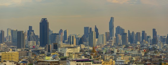 Panorama from Chinatown to the skyline of Bangkok, Thailand, Asia