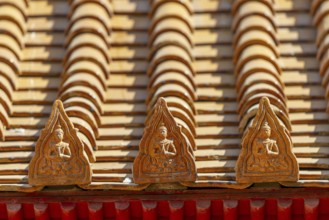 Roof decoration on the Uposatha Hall, Ubosot, the roof is staggered in three tiers and covered with