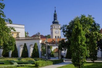 Castle park with St Wenceslas Church, Old Town, Mikulov, Breclav district, Jihomoravský region,