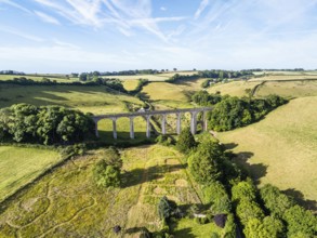 Cannington Viaduct from a drone, Uplyme, Lyme Regis, Dorset, Devon, England, United Kingdom, Europe