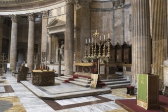 Interior of the Pantheon, an ancient building converted into a church, Santa Maria ad Martyres,