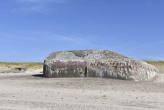 Bunker, Botonbunker of the Atlantic Wall in Denmark on the beach of Jutland