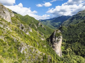 Orsomarso from a drone, Cosenza, Calabria, Italy, Europe