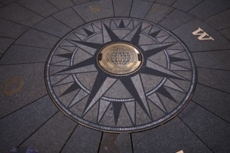 Compass and plaque for various city partnerships, twinned cities of the state capital Stuttgart,