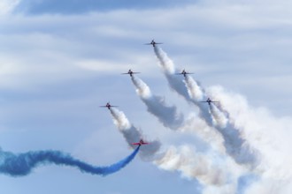 Red Arrows, Royal Air Force Aerobatic Team, Airshow 2024, Teignmouth, Devon, England, United