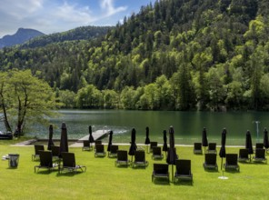 Swimming pool at Lake Thumsee, Bad Reichenhall, Bavaria, Germany, Europe