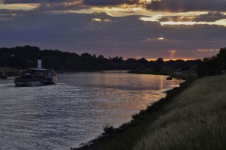 Landscape on the Elbe after a summer thunderstorm, Germany, Europe