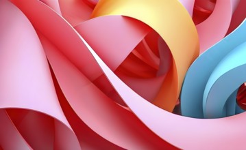 Illustration of abstract minimalist ribbon designs that rotate and change colors, creating a rhythm