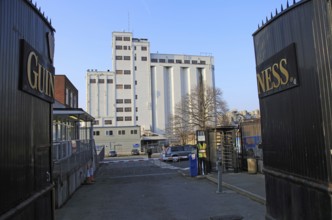 Entrance gateway from Thomas Street to part Guinness Brewery, St. James' Gate, Dublin, Ireland,