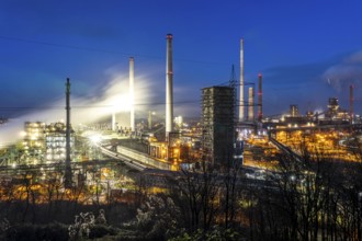 The Thyssenkrupp Steel steelworks in Duisburg-Marxloh, on the Rhine, quenching tower of the coking