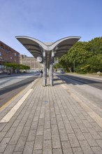 Central bus station ZOB with covered bus platforms 2 and 3, trees, general architecture,