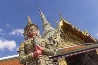 Wat Phra Kaeo, Temple of the Emerald Buddha. Statue of Indrajit. Bangkok, Thailand, Asia