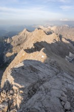 Impressive rocky mountain landscape in the evening light, steep mountain ridge, Jubiläumsgrat with