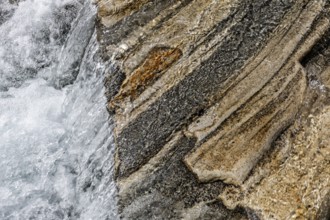 Rock structures in the Verzasca River, near Lavertezzo, Canton Ticino, Switzerland, Europe