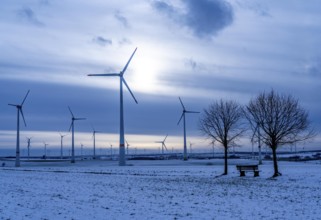 Wind farm, north of Lichtenau, self-proclaimed energy town, over 190 wind turbines and over 1200