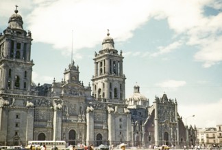 West façade of the cathedral church, Ciudad de México, Mexico City, CDMX, Mexico around 1961