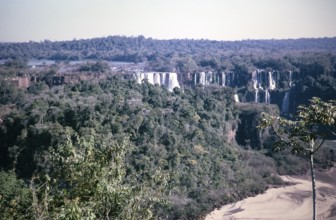 Waterfalls of Iguazu on the Iguazu River on the border between Brazil and Argentina, South America,