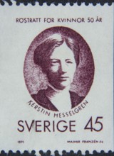 Kerstin Hesselgren, 1872 -1962, prominent Swedish and international politician. Portrait on Swedish