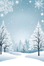 Abstract illustration of a white Christmas card with delicate hand-drawn illustrations, empty space