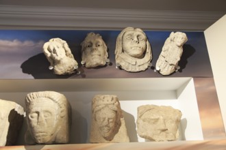 Medieval stone carvings from local church Weston-super-Mare museum, Somerset, England, UK