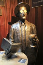 James Joyce 1882-1941 sculpture statue inside the Temple Bar pub, Dublin city centre, Ireland,