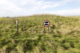 Protective sign warning against military vehicles at an archaeological site on Salisbury Plain,