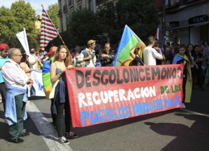 Political rally march on Columbus Day, Fiesta Nacional de España, October 12 2017, Madrid, Spain,