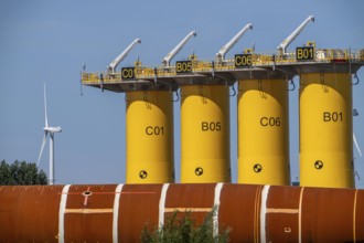 Transhipment centre for offshore wind turbines, which are transported here by the manufacturer and