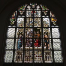 Church windows, stained glass from the 15th century, St Jakob's Church, built around 1400,