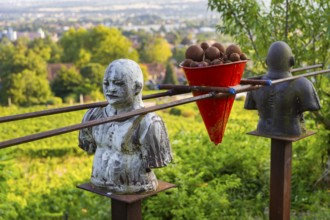 Winery Drei Herren, art object in the vineyard.a carrying.....von Detlev Reinemer, Radebeul