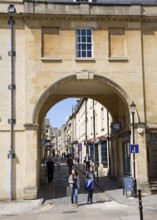 Historic arch of Trim Bridge and Trim Street, Bath, Somerset, England, United Kingdom, Europe