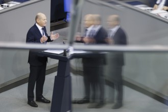 Olaf Scholz (SPD), Federal Chancellor, at the government statement in the German Bundestag, Berlin,