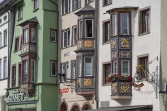 Historic bay windows on residential buildings, Rottweil, Baden-Württemberg, Germany, Europe