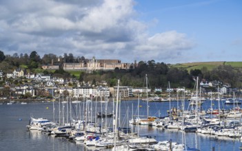 View of Dartmouth from Kingswear over River Dart, Devon, England, United Kingdom, Europe