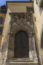 Entrance portal of the Old Town Hall, Regensburg, Upper Palatinate, Bavaria, Germany, Europe