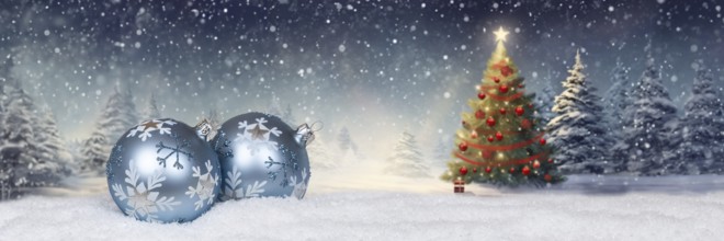 Christmas card for Christmas with Christmas baubles card and text free space copyspace decoration