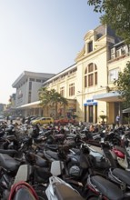 Mopeds at Hanoi railway station, Vietnam, Asia