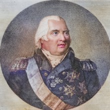 Louis XVIII, Louis-Stanislas-Xavier, 1755-1824, King of France 1814-1824, Photo-etching from an old