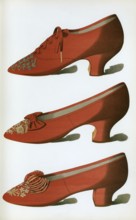 Shoe fashion in 1900, Women's shoes, Satin Oxford shoe, embroidered in steel beads in a floral