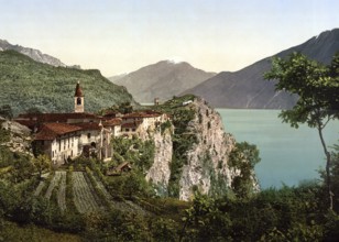 Tremosine, Lake Garda, Italy, Lake Garda, Italy, Historical, digitally restored reproduction from a