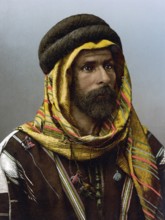 Bedouin, Chief of Palmyra, Syria, Historical, digitally restored reproduction from a 19th century