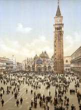 Concert in St Mark's Place, Venice, Italy, Historic, digitally restored reproduction from a 19th