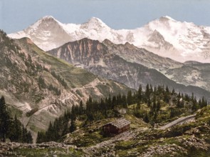 Schynige Platte, Eiger, Mönch und Jungfrau, Bernese Oberland, Switzerland, Historic, digitally